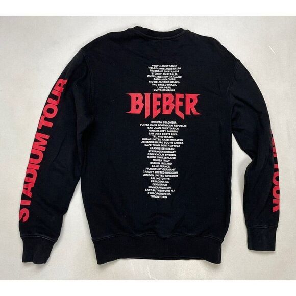 H&M Justin Bieber Team Stadium Tour Crewneck Sweatshirt Women Small Black Music - Picture 4 of 8